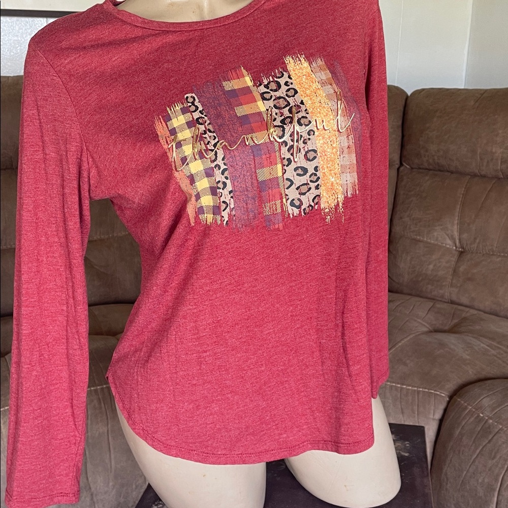 State of Mine Thankful Fall Henley top sz Med